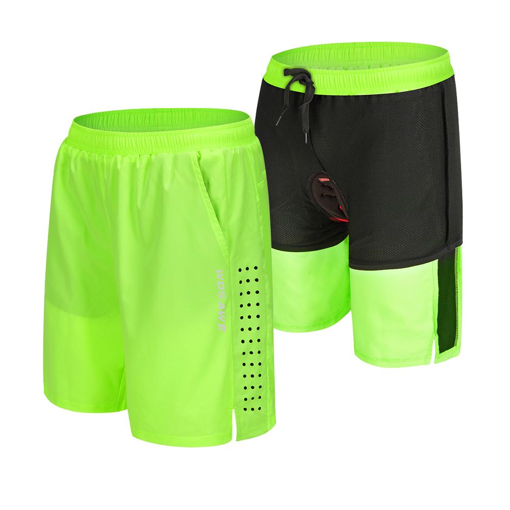 Shorts de VTT WOSAWE Été Homme Shorts de Cyclisme 2 en 1 Shorts VTT Rembourrés Respirants Équitation en Plein Air Vélo de Route Pantalon Court