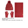 Winter Hat Scarf Gloves Set for Women Fleece Lined Pom Pom Skull Cap Long Scarf And Gloves Set Warm Knit 3 Pcs Set for Cold Weather