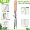 5-in-1 Garden Trowel Stainless Steel Weed Remover with Wooden Handle Multipurpose Hand Weeder for Easy Weed Removal Planting Transplanting