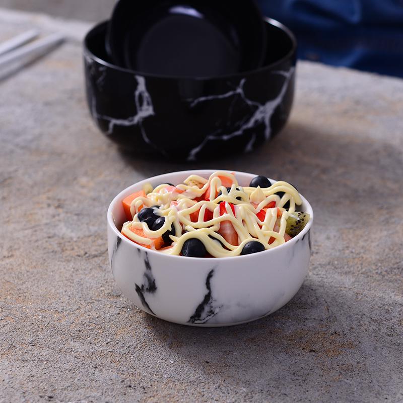 Набор из 2 белых мраморных мисок, керамических мисок для риса, мисок-рамекинов для завтрака, мисок для овсянки, 4,8 дюйма, подходит для использования в микроволновой печи