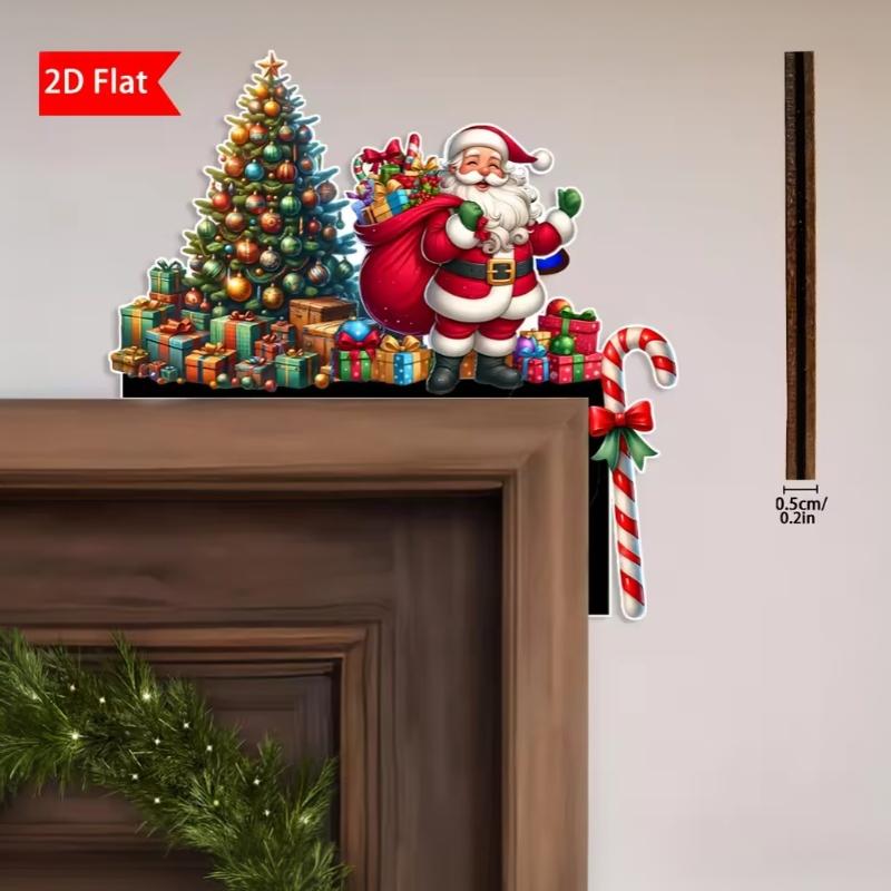 2D Рождественская Елка Санта Клаус Рамка Деревянная Дверная Рамка Украшение Домашняя Стена Декор Рождественское Украшение Подарки