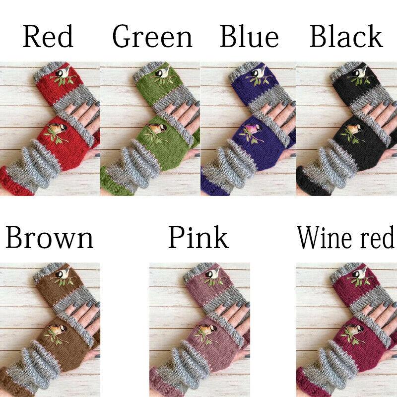 Warm Stitching Embroidered Gloves Patchwork Gloves Warm Soft Fleece Tendonitis Lining Cold Weather Gifts