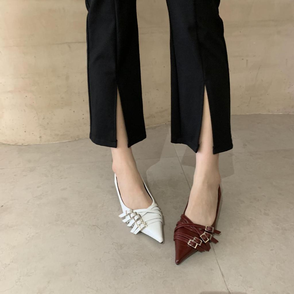 Kitten Heel High Heels Women's Summer 2025 New Shallow Mouth Pointed Head Low Heel Soft Leather Work Professional Single Shoes