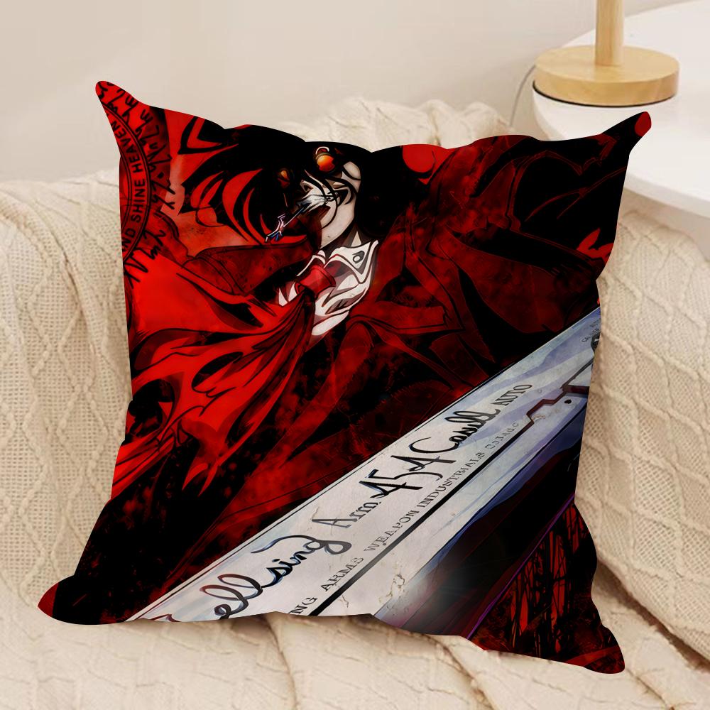 Подушка с принтом Алукарда из аниме Hellsing, шелковистый короткий плюш, скрытая молния, пылезащитная наволочка для диванной подушки, для домашнего декора