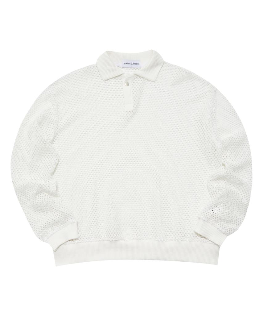 SMITHARMOR Sa Mesh Waffle Collar Oversized Sweatshirt_White