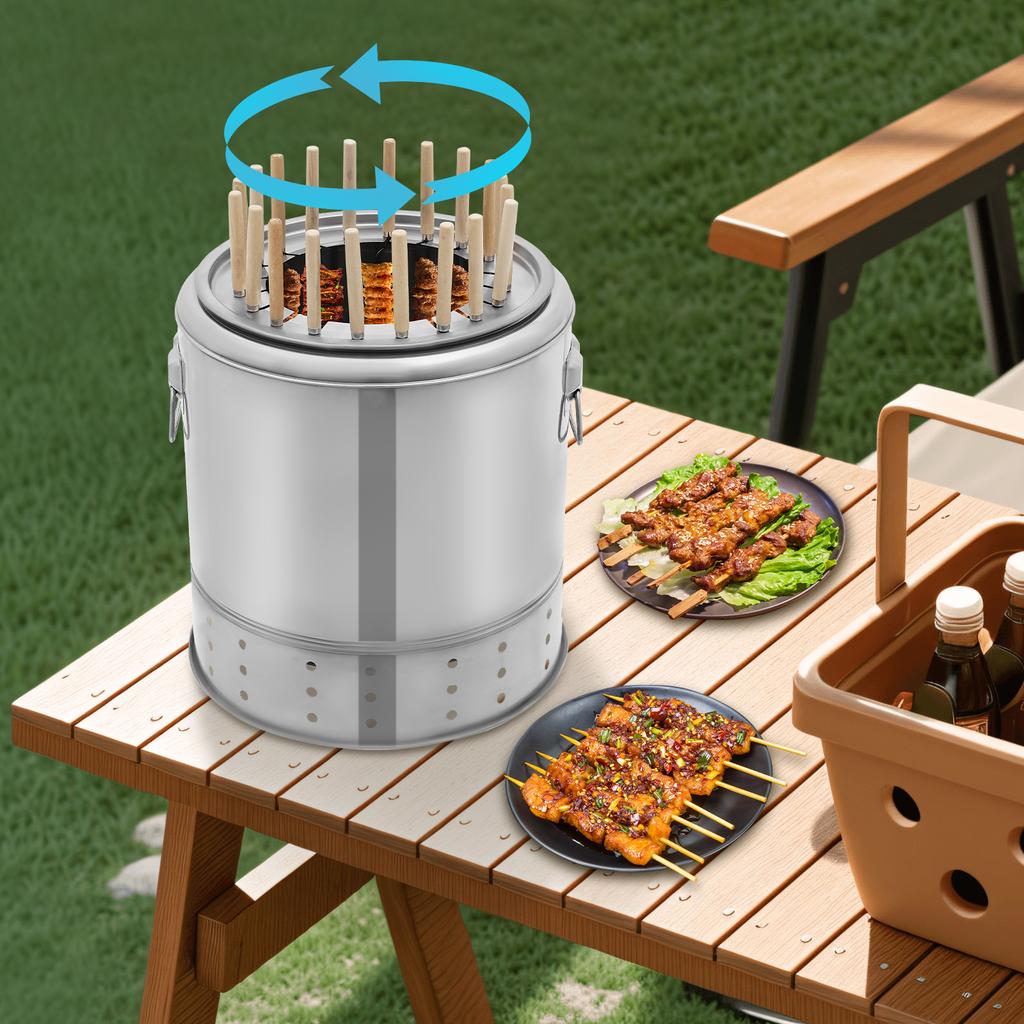 Portable Charcoal Grill for BBQ, Easy Assembly, Perfect for Camping, Tailgating & Backyard Grilling with 20 Skewers Capacity
