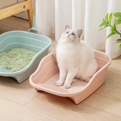 Туалет для кошек большой высоты, дезодорирующий, кошачий туалет с защитой от брызг, с лопаткой для кошачьего наполнителя, открытый туалет для кошек, зоотовары