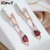 Длинные висячие серьги Kinel с красным цирконием для женщин, розовое золото, праздничные вечерние ювелирные украшения
