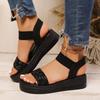 Women's Wide Width Platform Sandals, Elastic Slip-On Wedge Heels, Leopard Print Wholesale Slides for Women