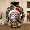 Merry Christmas Cat 3D Printed Men's Snowman Hoodie Streetwear Loose Pullover Sweatshirt Top