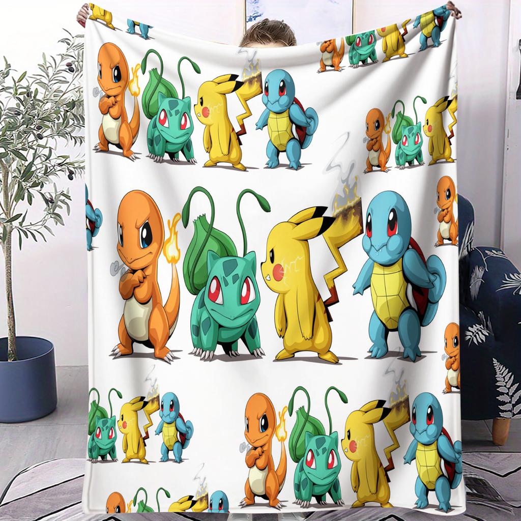 Pokemons Pikachu Cartoon Flannel Blanket For Office Home Camp Leisure Blanket Birthday Gifts Multifunctional Universal Blanket