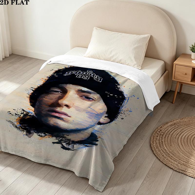 1PC Eminem Patterned Flannel Blanket Suitable For All Seasons For Home Decor Warmth And Comfort Gifts Holiday Present
