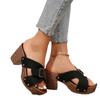 Fashion Sandal of Women British Style Rome Shoe High Heels Comfy Soft Summer Sandalias Casual Slipper Wedge Metal Buckle Platform Sandal