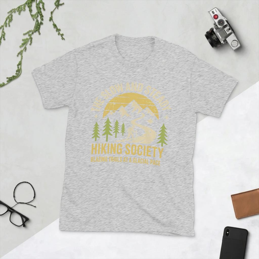 The Slow and Steady Hiking Society Unisex T Shirts Vintage Tee Shirt Short Sleeve O Neck TShirt Pure Cotton Plus Size Clothes