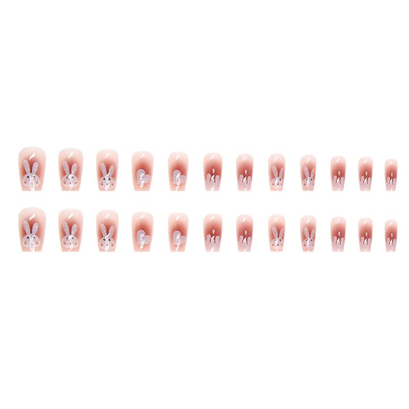 24 шт. Нежные милые милые Ins Wind Glitter Pink Blush Nail Art Новогодняя пленка для дизайна ногтей с кроликом Поддельная пленка для дизайна ногтей