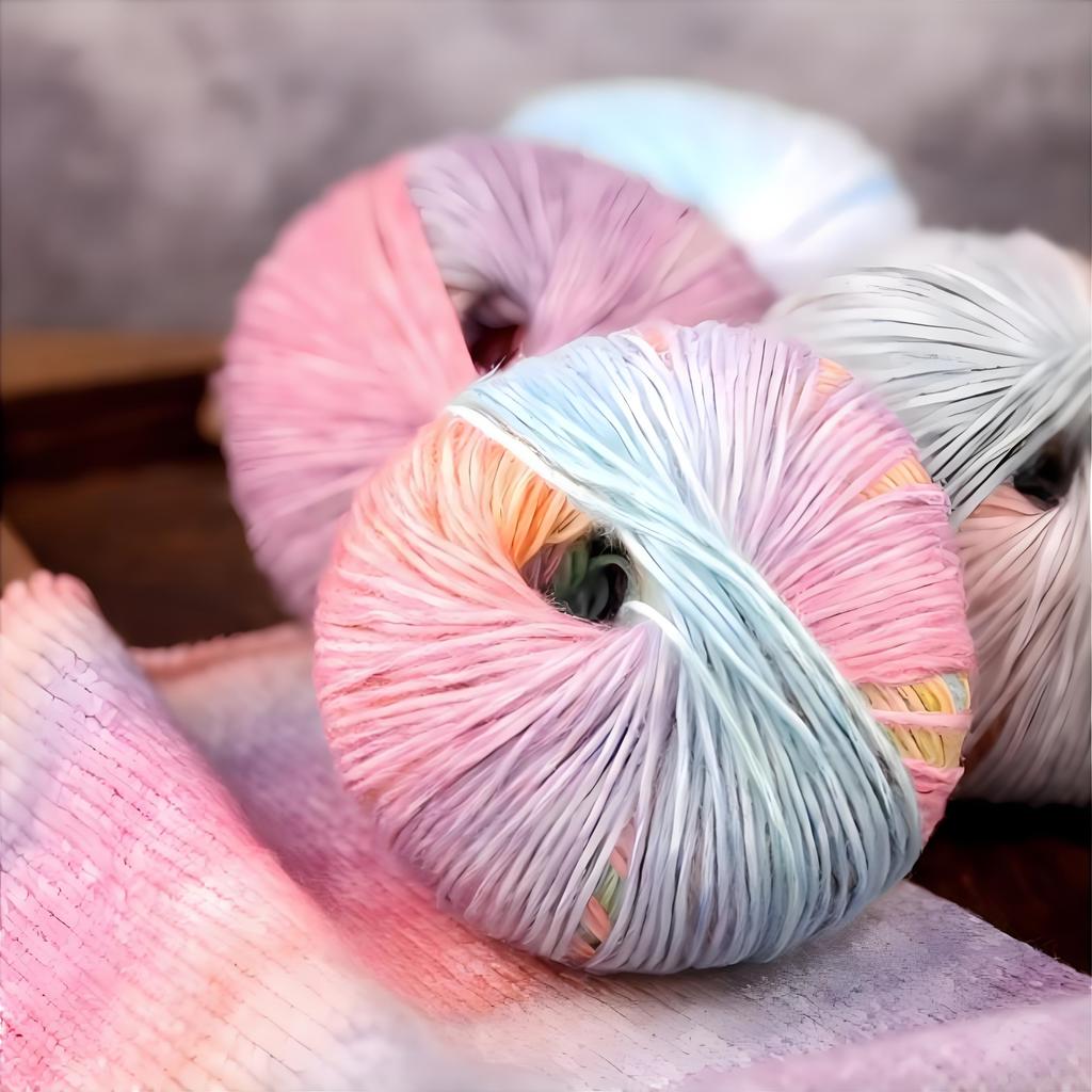 Handmade Gradient Color Glazed Cloud Dyed Acrylic Cotton Blend Knitting Yarn Eco-Friendly Recycled OE Technics Super Soft Sewing
