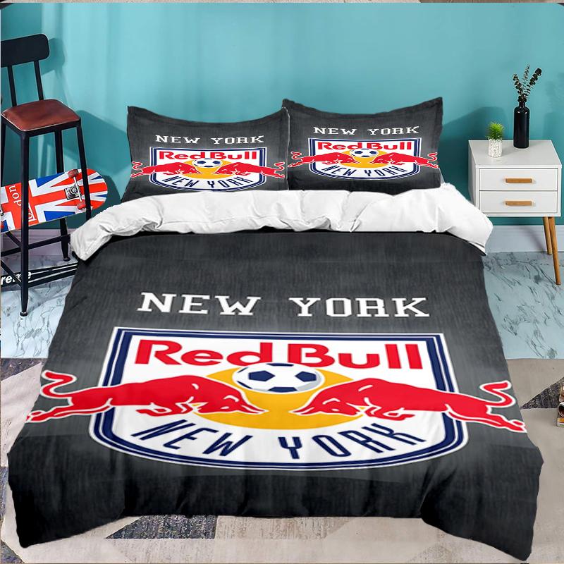 3PCS New York Bulls Crest Bedding set,Ideal for1pc Duvet Cover And 2pcs Pillowcases Perfect for Christmas gift,Ideal for Bedroom, Dormitory