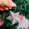 6Pcs/set Five-pointed Star Pentagram Christmas Pendant Glitter Glitter Christmas Pendant  Festive