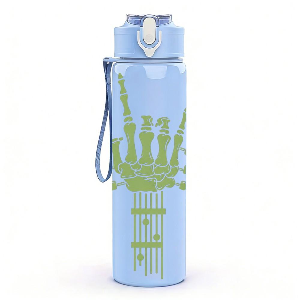 1PC Skeleton Hand Gesture 750ml Color Plastic Sports Water Bottle Leakproof Flip Straw Lid Suitable for Sports Office Home Use