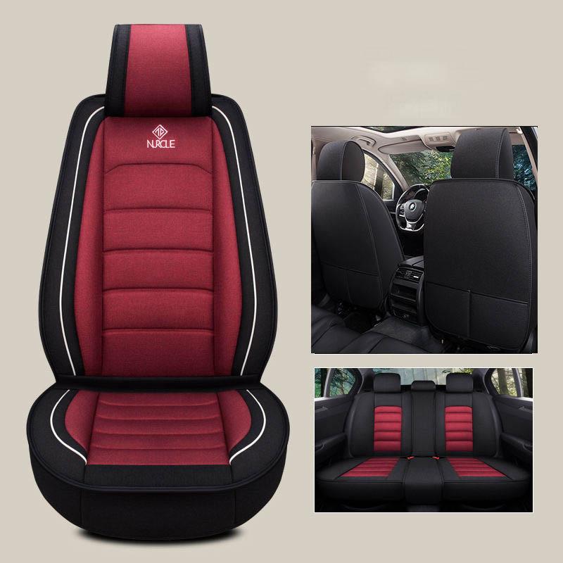 Пятиместная полностью окруженная подушка для автомобильного сиденья, четыре сезона, универсальный чехол для сиденья из льняной ткани, специальный чехол для сиденья, чехол для сиденья