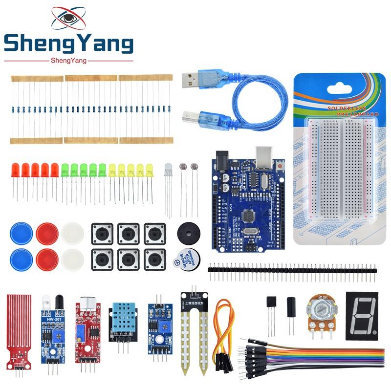 TZTUNO R3 Базовый стартовый набор для Arduino DIY Набор DHT11 / Макетная плата / Звуковые датчики / Датчики влажности почвы + Розничная коробка