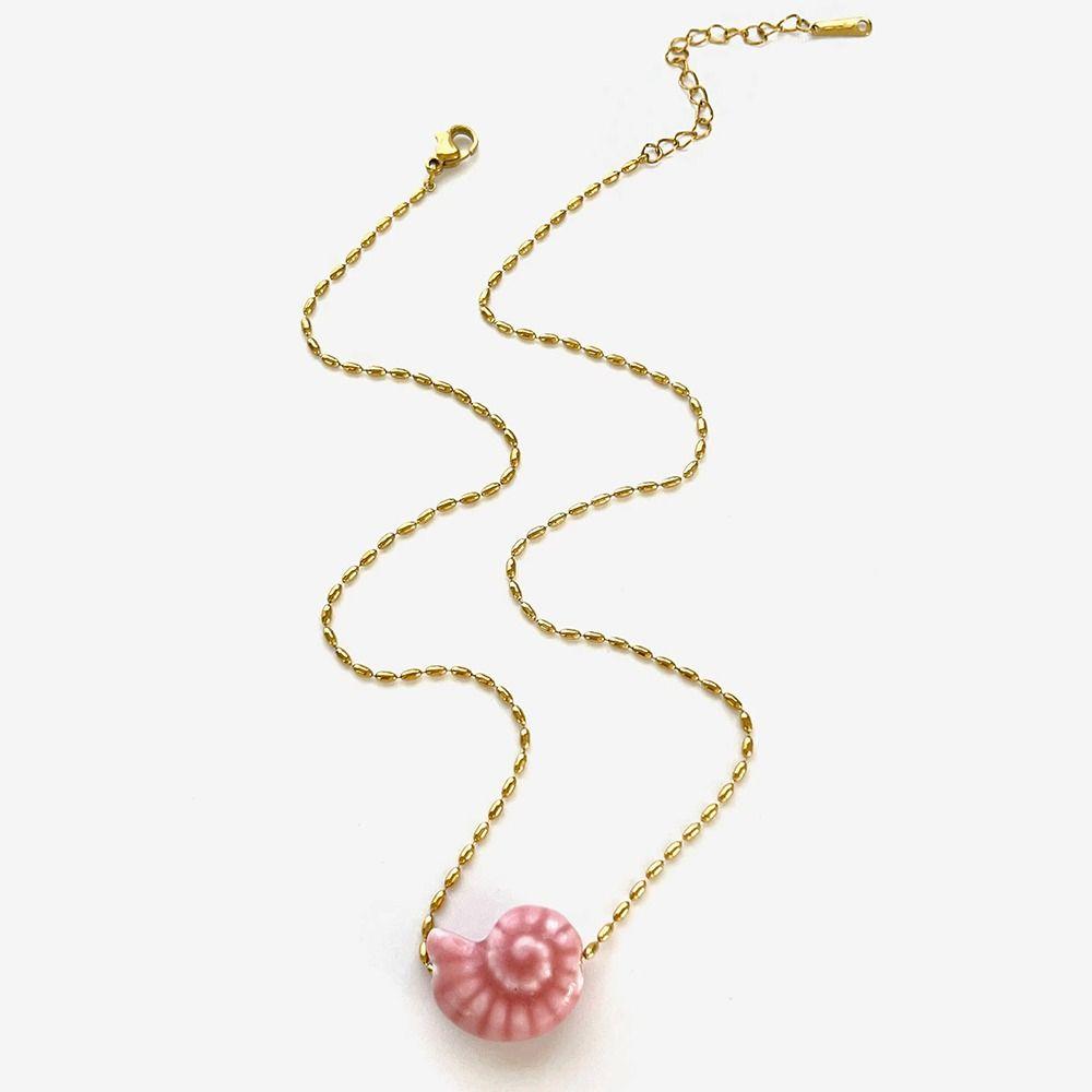 Керамическая подвеска-ракушка Ожерелье Цепочка из нержавеющей стали Цепочка для ключицы Модное ожерелье-ракушка Женщины