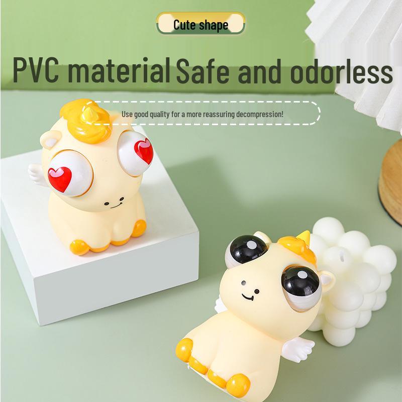 Googly-Eyed Stress Relief Unicorn Doll - Silicone Squeeze Toy with Bursting Eyes for Venting Stress