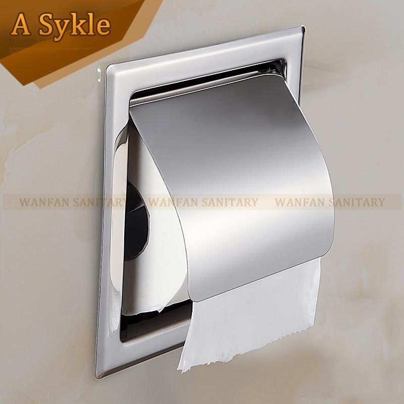 Держатель для туалетной бумаги из нержавеющей стали, хромированный, настенный, скрытый, для ванной комнаты, водонепроницаемый, несколько типов WF-18030