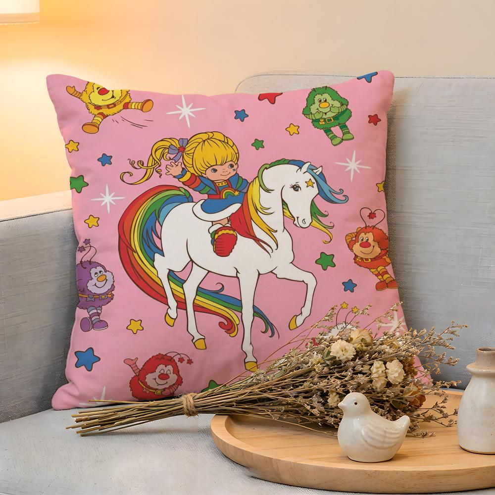 Cushion Cover Linen SkinFriendly Soft Decorative Case for Sofa Home Decor Kwaii Cute RRainbows BBrite Pillow cover