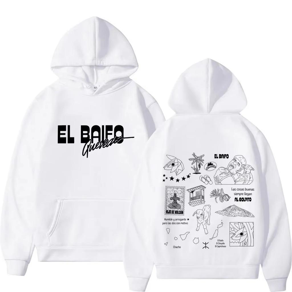 Quevedo El Baifo Hoodie Vintage Washed Cotton Graphic Sweatshirt Unisex Oversized Pullover Long Sleeve Latin Urban Streetwear Top Merch Gift