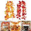Autumn Color Rattan Hanging Wreath Fall Maple Leaves Garland Lifelike Plant Simulation Maple Leaf