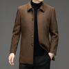 Шерстяное пальто мужское осенне-зимнее, шерстяное, средней длины, для пап среднего возраста, кашемировое шерстяное пальто с лацканами