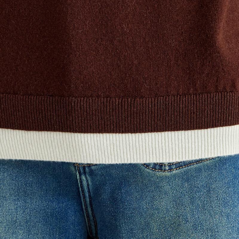 Srcr Women's Faux Two-Piece 100% Wool Contrast Collar Sweater