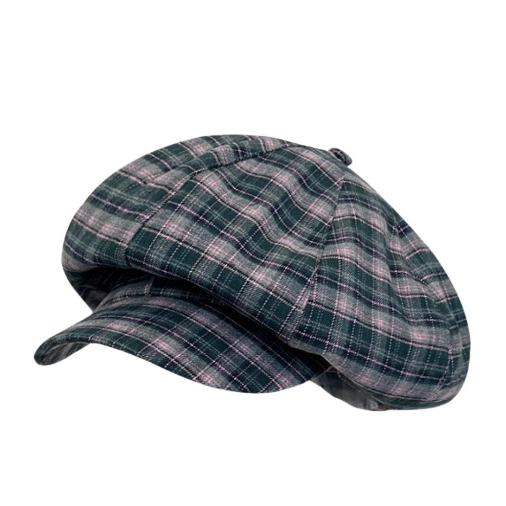 Хлопковая клетчатая кепка-облако тонкая женская восьмиугольная шляпа шляпа художника клетчатый берет летняя