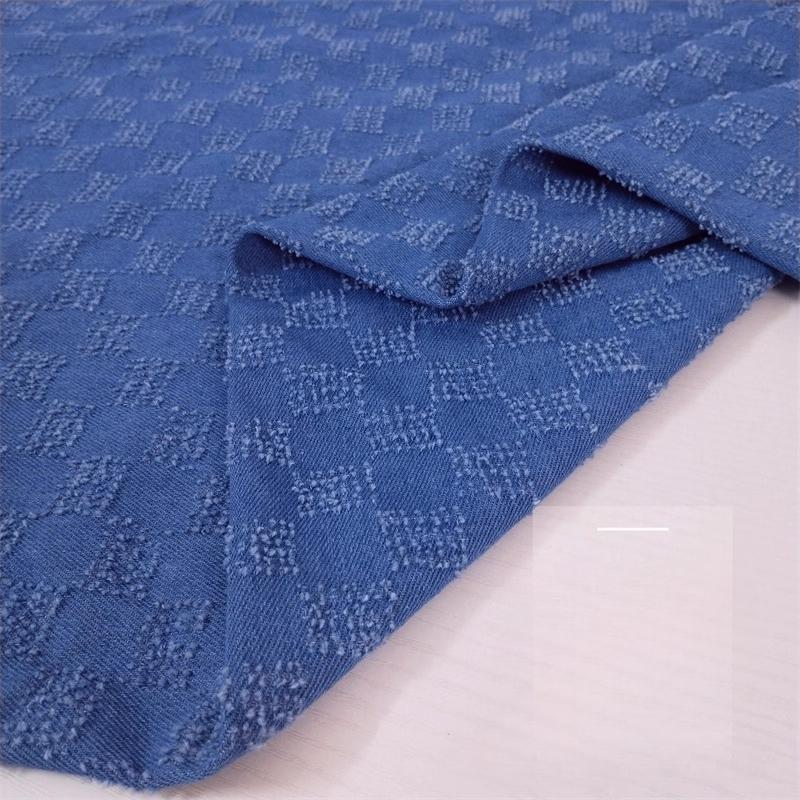 Washed Pure Cotton Denim Jacquard Fabric Vintage Crochet for Diy Sewing Jacket Shirt Dress Clothing Design Fabrics Cloth