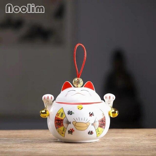 Lucky Cute Cat Caddy Керамическая герметичная банка в форме животного Дорожная портативная банка для специй Кухонный небольшой резервуар для хранения