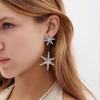Six-pointed star earrings, gold-colored earrings, high-end French rhinestone earrings, deep and light matching silver