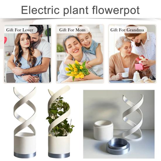 Электрический вращающийся цветочный горшок, настольный цветочный горшок, вращающийся в двойной спирали, для подоконника, журнального столика, балкона, декора