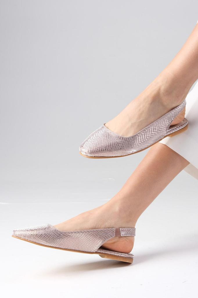 Женские туфли на плоской подошве, балетки Ally Powder Color со змеиным узором, тупым носком и открытой спиной