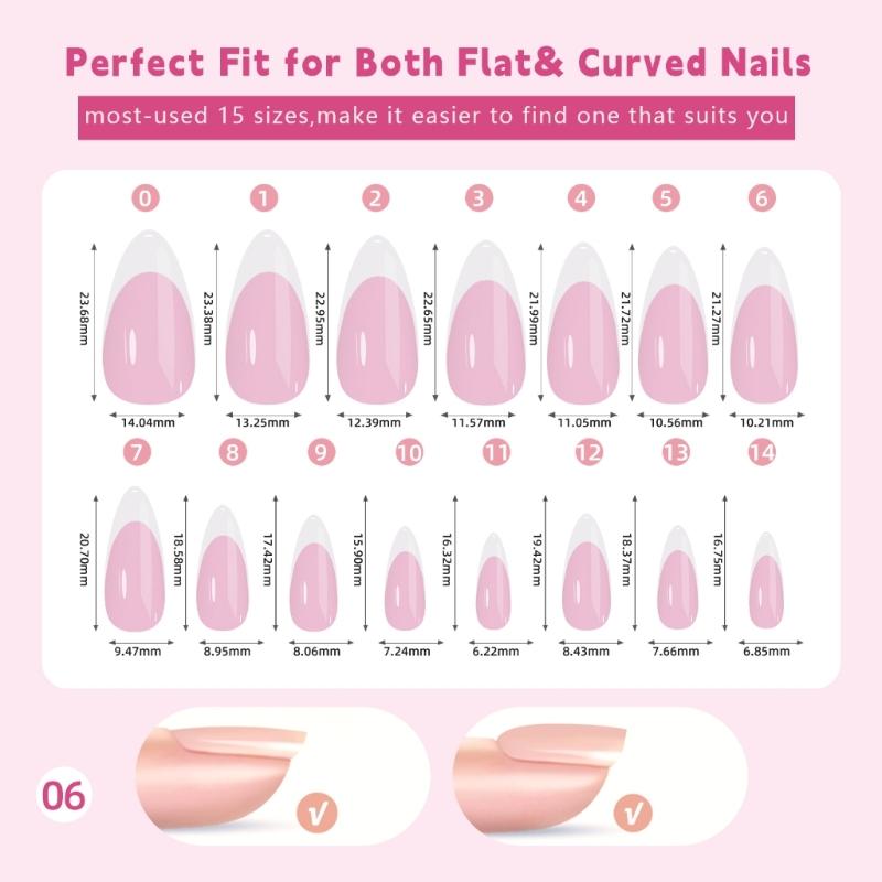 150 Pieces French Press On Nail Pre Applied Base Coat and Primer No Filing Needed for DIY Nail Art Salon Quality Nail