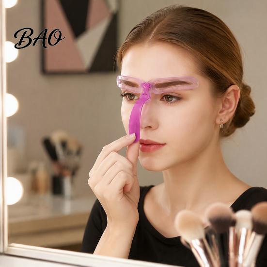 Brow Drawing Guide 1/2 Sets Eyebrow Stencil Kit, 8 Shape Template with Handle & Headband, Reusable Shaping Tools for Women Beginner Stencils