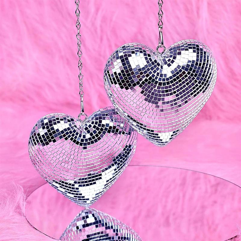 Диско-шар в форме сердца, украшение для вечеринки, зеркальные диско-шары, подвесное украшение, диско-шар, рождественская сцена, свадебная вечеринка, домашний декор