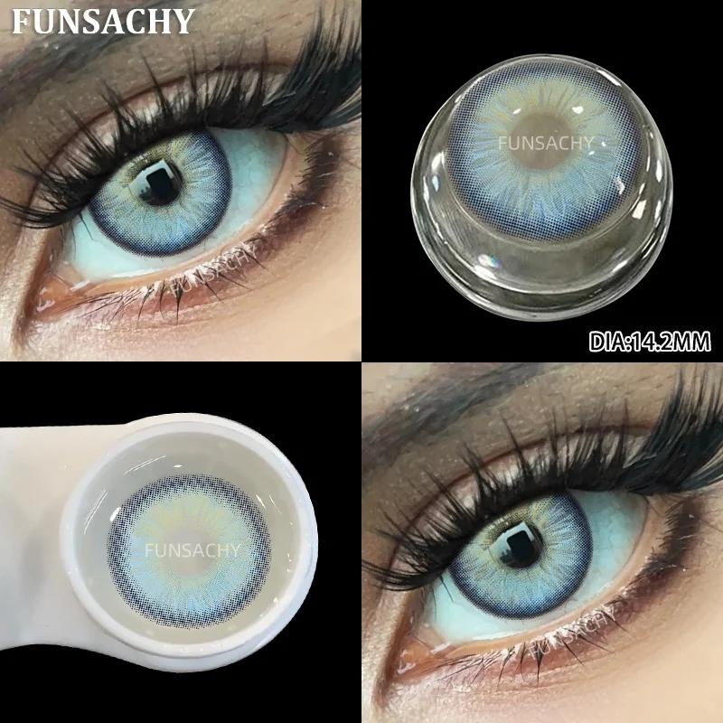FUNSACHY 2 шт. Цветные контактные линзы для глаз Bueatiful Pupil Color Circle Lens Green Yearly Natural Color Contact Contacts Cosmetics