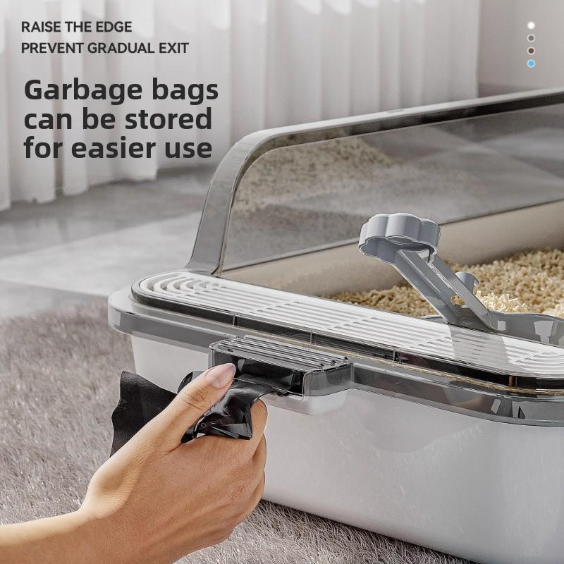 Large Cat Litter Box Semi-Enclosed Odor Control Pet Toilet Anti-Splash Ventilated Step Tray Premium Large Capacity Pet Potty