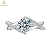 100% стерлингового серебра 925 пробы, 3EX VVS1 D, цвет круглой огранки, 6,5 мм, 1 карат, настоящее кольцо с муассанитом и бриллиантами для женщин, ювелирные украшения, подарки на помолвку