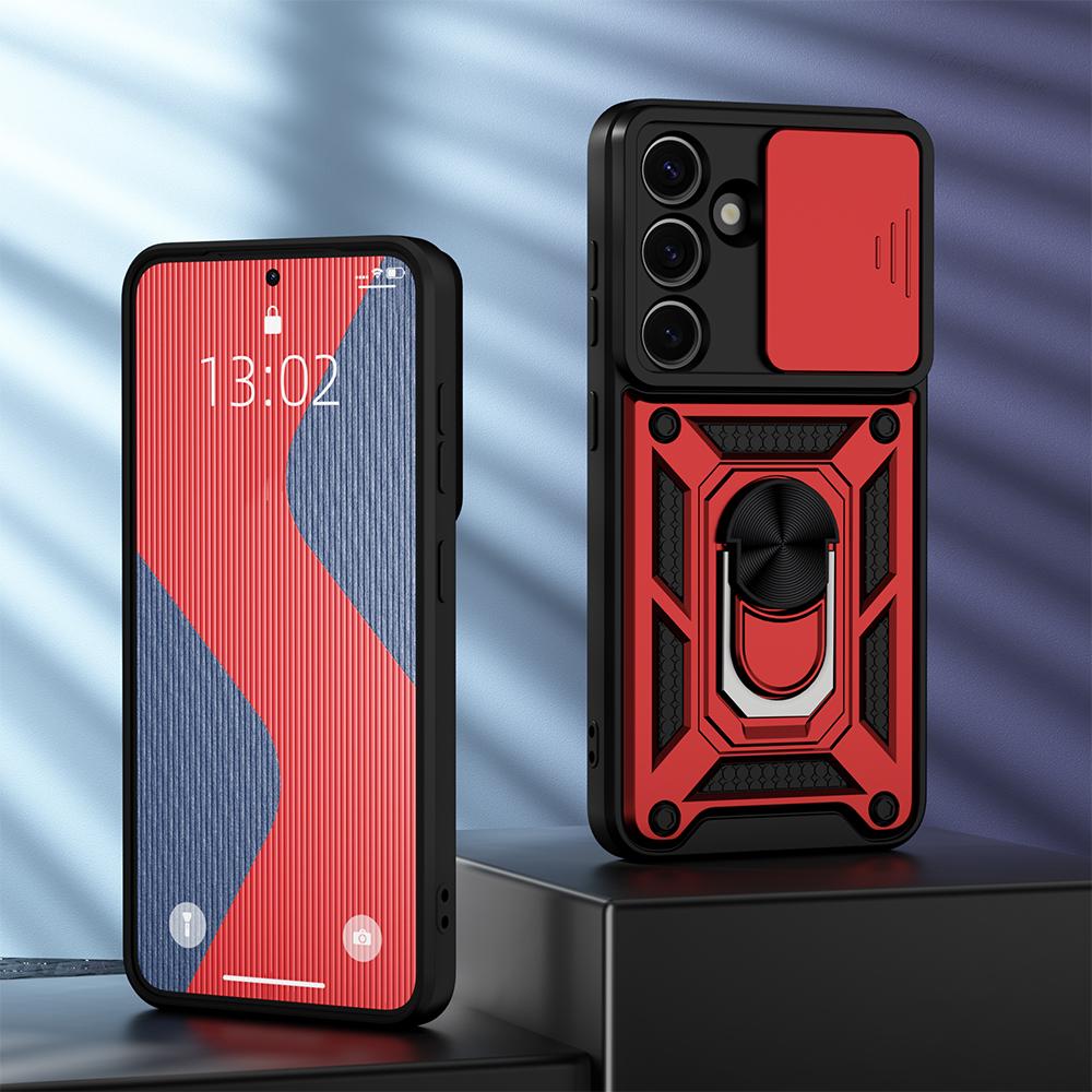 KEYSION Противоударный чехол для Samsung S25 Ultra 5G S25+ Plus Slide Camera Защитное кольцо Подставка Чехол для телефона для Galaxy S24 FE 5G