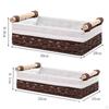 2 Pieces Woven Baskets Hand-Woven Paper Rope Storage Bathroom with Handle Rectangular