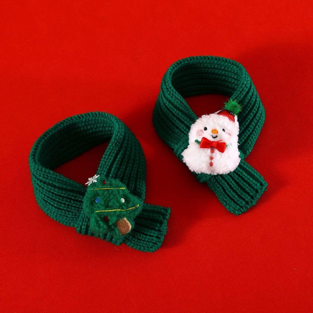 Green Pet Christmas Scarf Red Santa's Hat New Pet Winter Knitted Scarf Dog