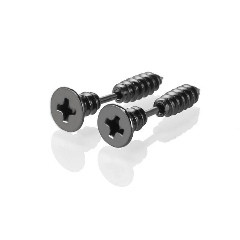 2Pcs 316L Stainless Steel Nail Screw Stud Earring for Women & Men Fashion Punk Cartilage Ear Piercings Jewelry