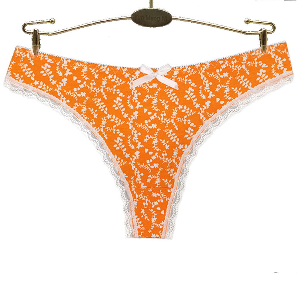 G-String for Women Cotton Panties Sexy Ladies Thong Floral Print Underwear Kawaii Briefs  6 pcs/Lot